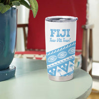 Fiji Rugby 2025 Custom Tumbler Cup Fijian Tapa Toso Viti Toso - White LT14 - Polynesian Pride