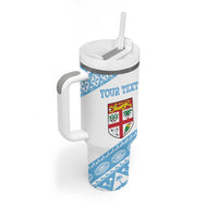 Fiji Rugby 2025 Custom Tumbler With Handle Fijian Tapa Toso Viti Toso - White LT14 - Polynesian Pride
