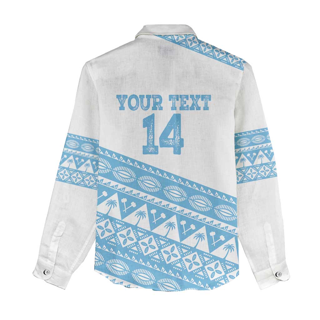 Fiji Rugby 2025 Custom Women Casual Shirt Fijian Tapa Toso Viti Toso - White