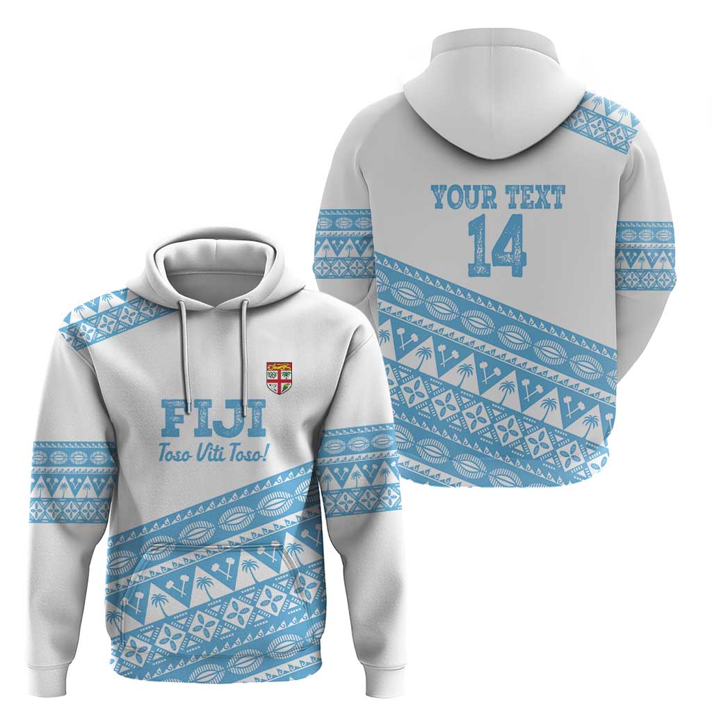 Fiji Rugby 2025 Custom Zip Hoodie Fijian Tapa Toso Viti Toso - White LT14 - Polynesian Pride