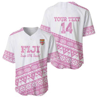 Fiji Rugby 2025 Custom Baseball Jersey Fijian Tapa Toso Viti Toso - Pink