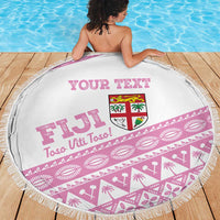 Fiji Rugby 2025 Custom Beach Blanket Fijian Tapa Toso Viti Toso - Pink