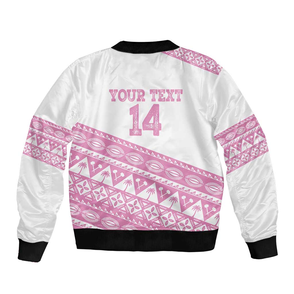 Fiji Rugby 2025 Custom Bomber Jacket Fijian Tapa Toso Viti Toso - Pink