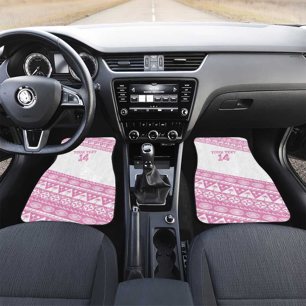 Fiji Rugby 2025 Custom Car Mats Fijian Tapa Toso Viti Toso - Pink LT14 Set 2pcs - Front Pink - Polynesian Pride