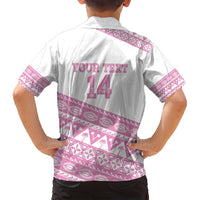 Fiji Rugby 2025 Custom Family Matching Long Sleeve Bodycon Dress and Hawaiian Shirt Fijian Tapa Toso Viti Toso - Pink