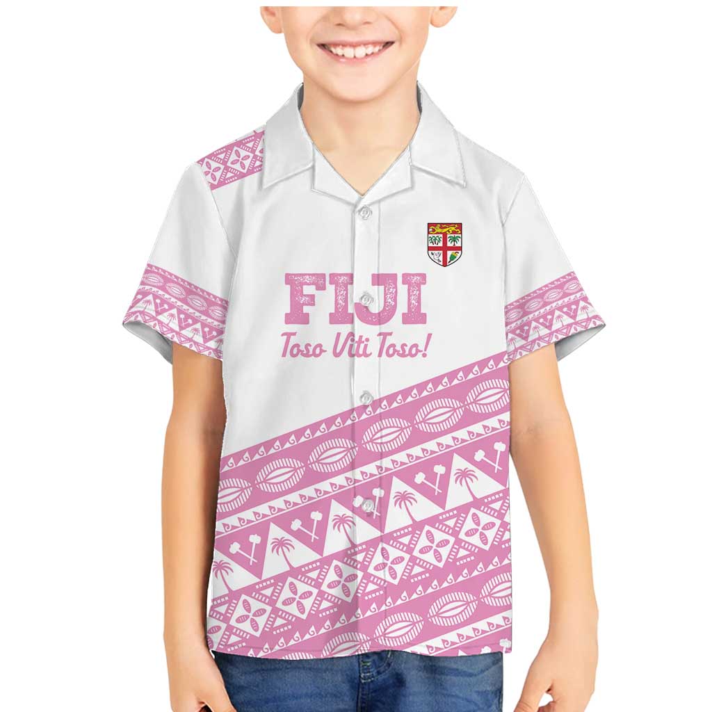 Fiji Rugby 2025 Custom Family Matching Mermaid Dress and Hawaiian Shirt Fijian Tapa Toso Viti Toso - Pink