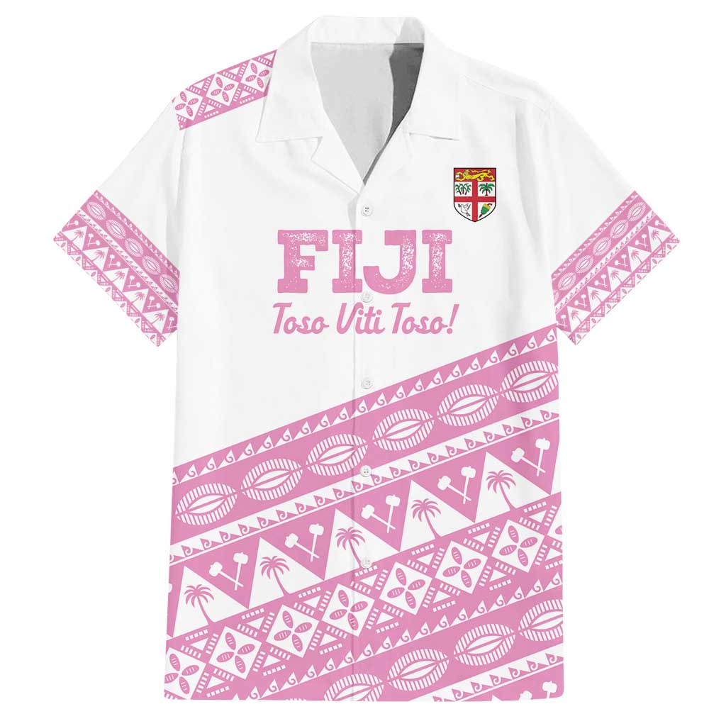 Fiji Rugby 2025 Custom Family Matching Puletasi and Hawaiian Shirt Fijian Tapa Toso Viti Toso - Pink
