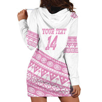 Fiji Rugby 2025 Custom Hoodie Dress Fijian Tapa Toso Viti Toso - Pink