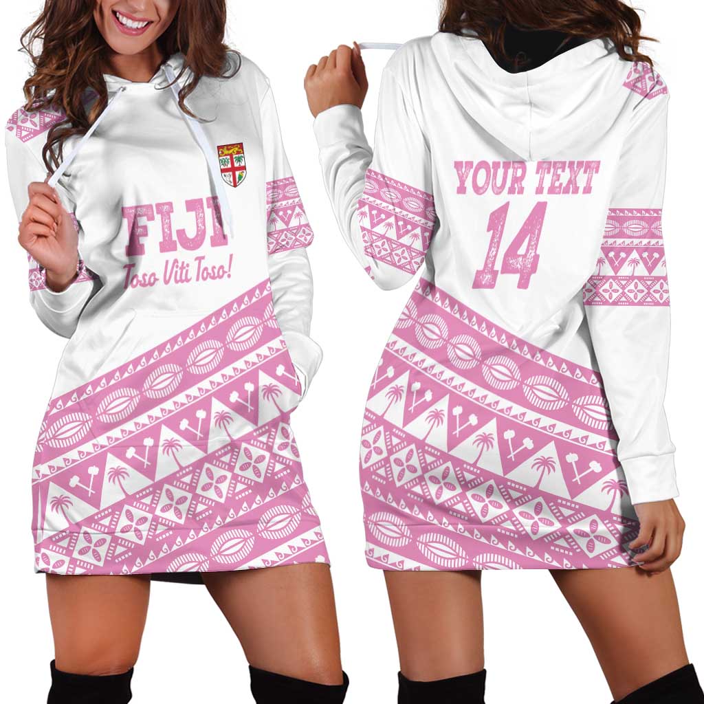 Fiji Rugby 2025 Custom Hoodie Dress Fijian Tapa Toso Viti Toso - Pink