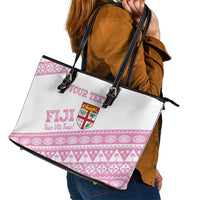 Fiji Rugby 2025 Custom Leather Tote Bag Fijian Tapa Toso Viti Toso - Pink