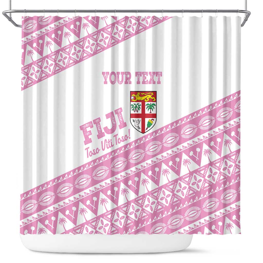 Fiji Rugby 2025 Custom Shower Curtain Fijian Tapa Toso Viti Toso - Pink