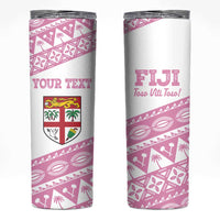 Fiji Rugby 2025 Custom Skinny Tumbler Fijian Tapa Toso Viti Toso - Pink LT14 Pink - Polynesian Pride