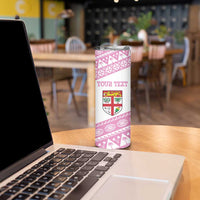 Fiji Rugby 2025 Custom Skinny Tumbler Fijian Tapa Toso Viti Toso - Pink LT14 - Polynesian Pride