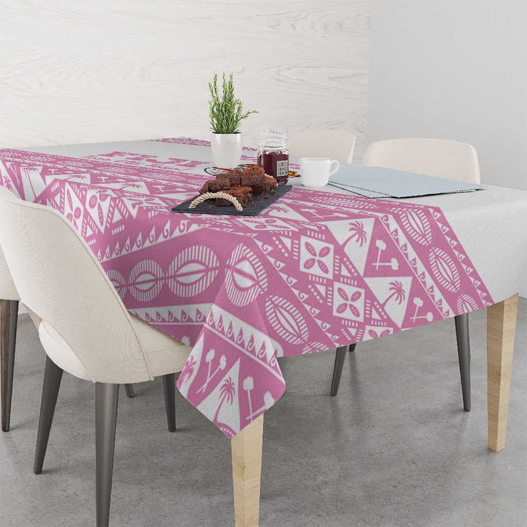 Fiji Rugby 2025 Custom Tablecloth Fijian Tapa Toso Viti Toso - Pink