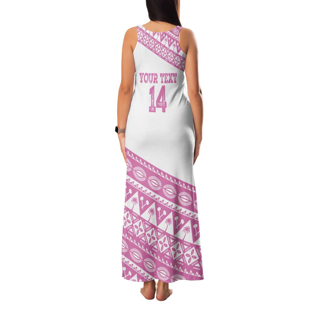 Fiji Rugby 2025 Custom Tank Maxi Dress Fijian Tapa Toso Viti Toso - Pink