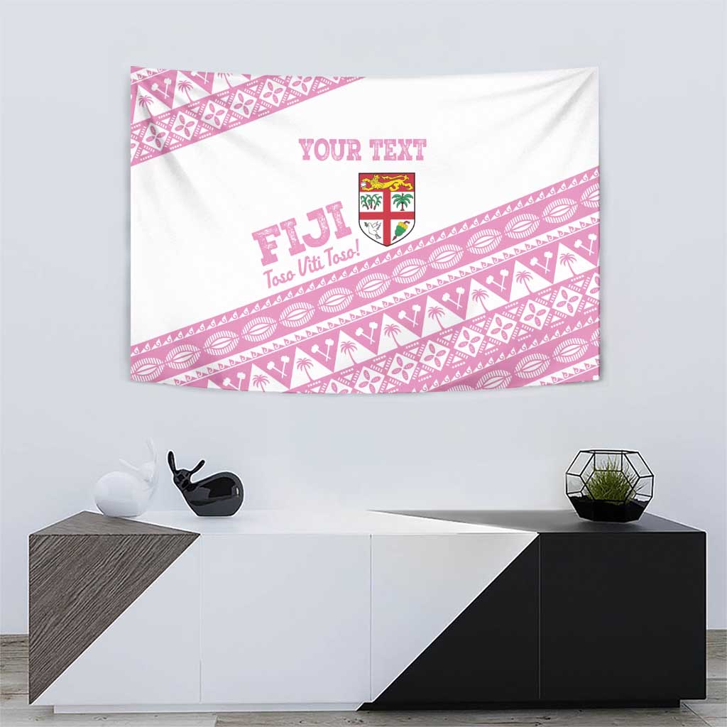 Fiji Rugby 2025 Custom Tapestry Fijian Tapa Toso Viti Toso - Pink
