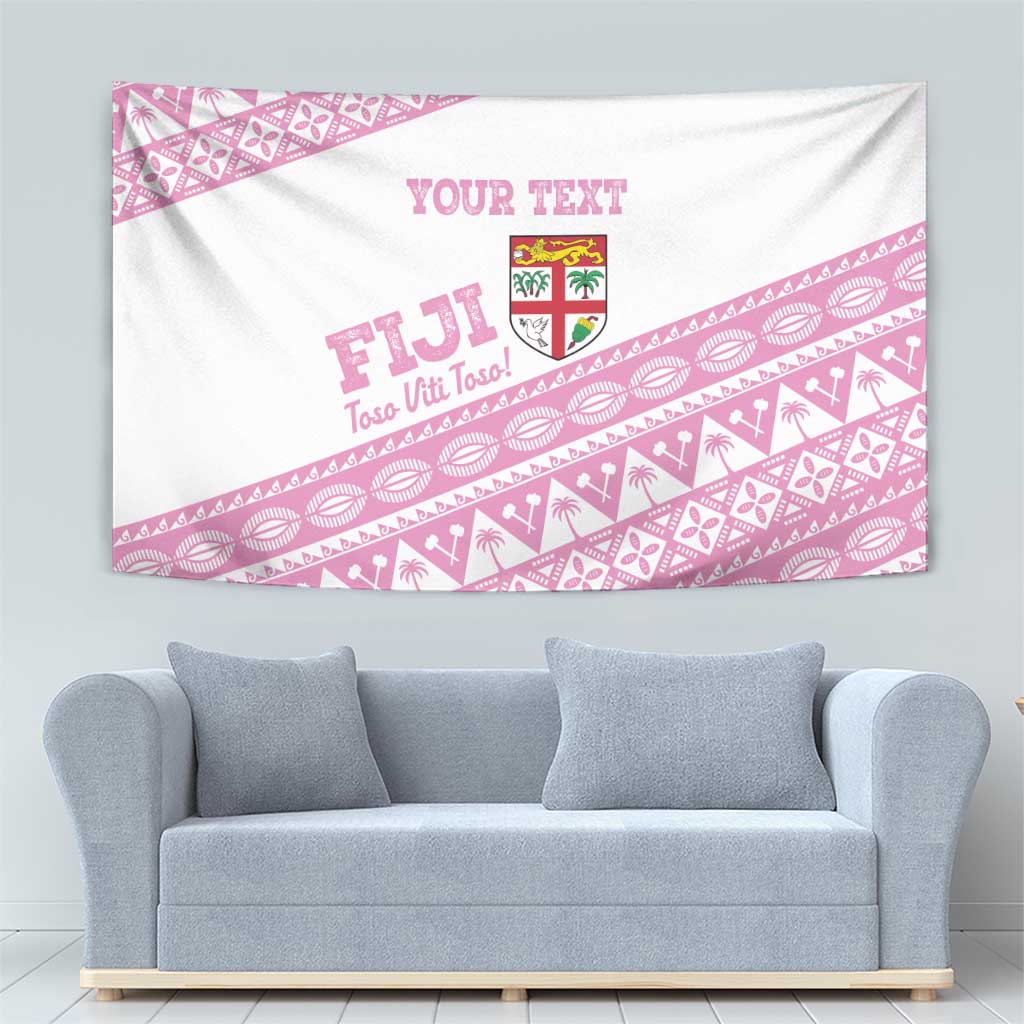 Fiji Rugby 2025 Custom Tapestry Fijian Tapa Toso Viti Toso - Pink