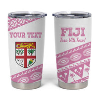 Fiji Rugby 2025 Custom Tumbler Cup Fijian Tapa Toso Viti Toso - Pink LT14 Pink - Polynesian Pride