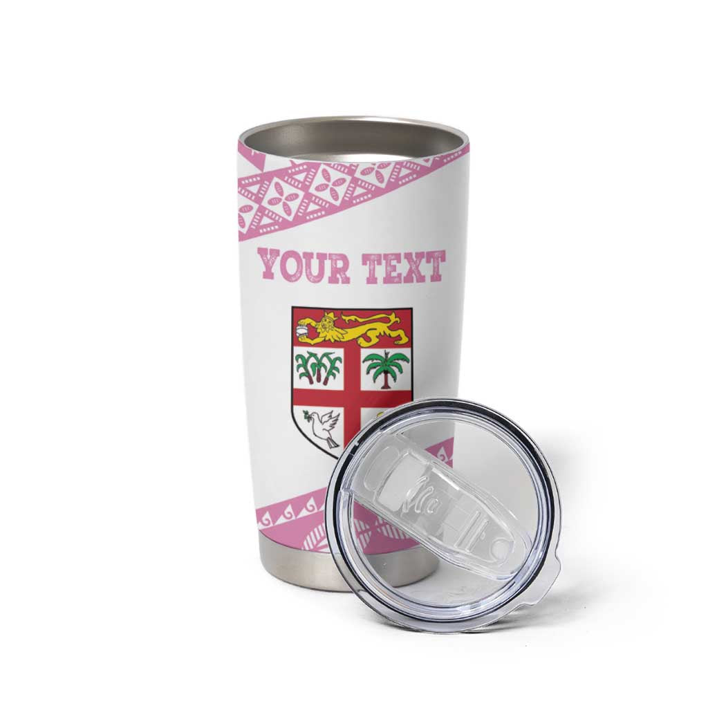 Fiji Rugby 2025 Custom Tumbler Cup Fijian Tapa Toso Viti Toso - Pink LT14 - Polynesian Pride