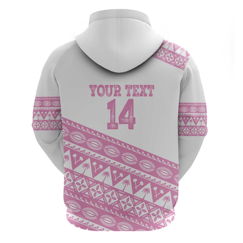 Fiji Rugby 2025 Custom Zip Hoodie Fijian Tapa Toso Viti Toso - Pink LT14 - Polynesian Pride