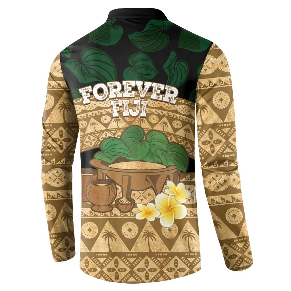 Bula Fiji Kava Bowl Button Sweatshirt Fijian Tapa Cloth Vintage Vibe