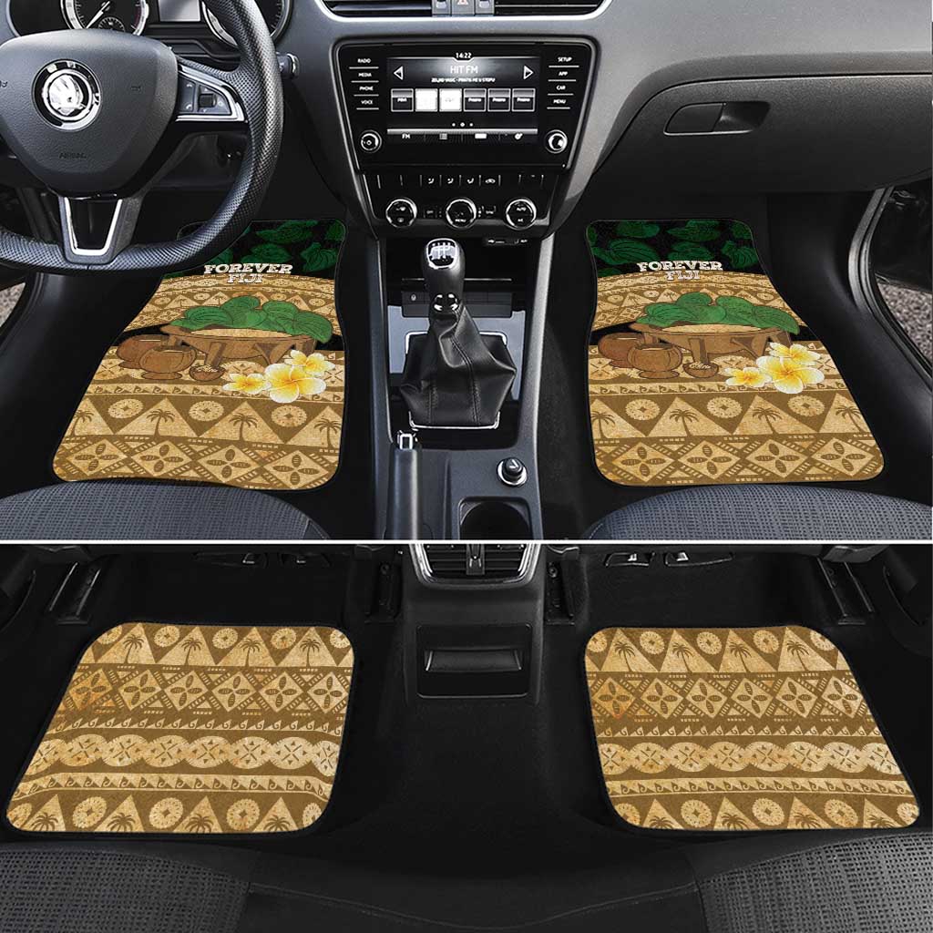 Bula Fiji Kava Bowl Car Mats Fijian Tapa Cloth Vintage Vibe LT14 Set 4pcs Brown - Polynesian Pride