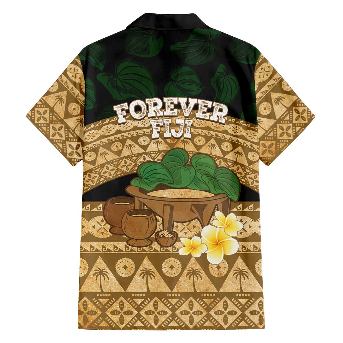 Bula Fiji Kava Bowl Family Matching Off The Shoulder Long Sleeve Dress and Hawaiian Shirt Fijian Tapa Cloth Vintage Vibe