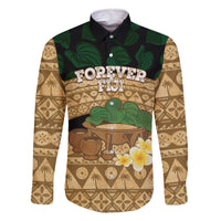 Bula Fiji Kava Bowl Family Matching Off The Shoulder Long Sleeve Dress and Hawaiian Shirt Fijian Tapa Cloth Vintage Vibe