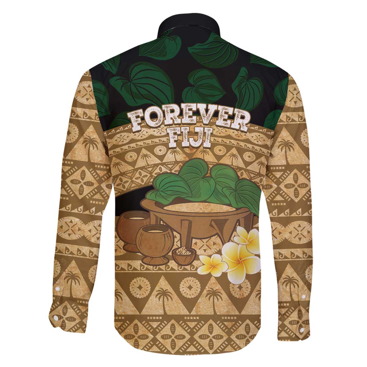 Bula Fiji Kava Bowl Family Matching Off The Shoulder Long Sleeve Dress and Hawaiian Shirt Fijian Tapa Cloth Vintage Vibe