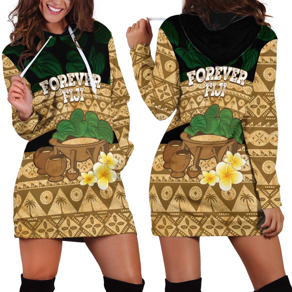Bula Fiji Kava Bowl Hoodie Dress Fijian Tapa Cloth Vintage Vibe LT14 - Polynesian Pride