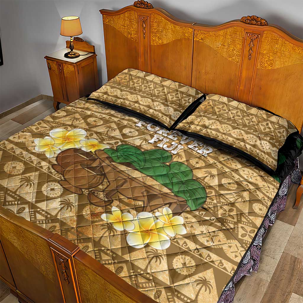 Bula Fiji Kava Bowl Quilt Bed Set Fijian Tapa Cloth Vintage Vibe