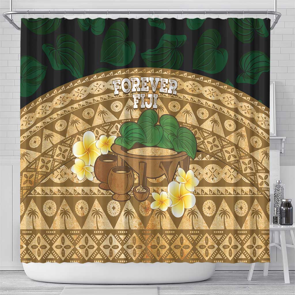 Bula Fiji Kava Bowl Shower Curtain Fijian Tapa Cloth Vintage Vibe