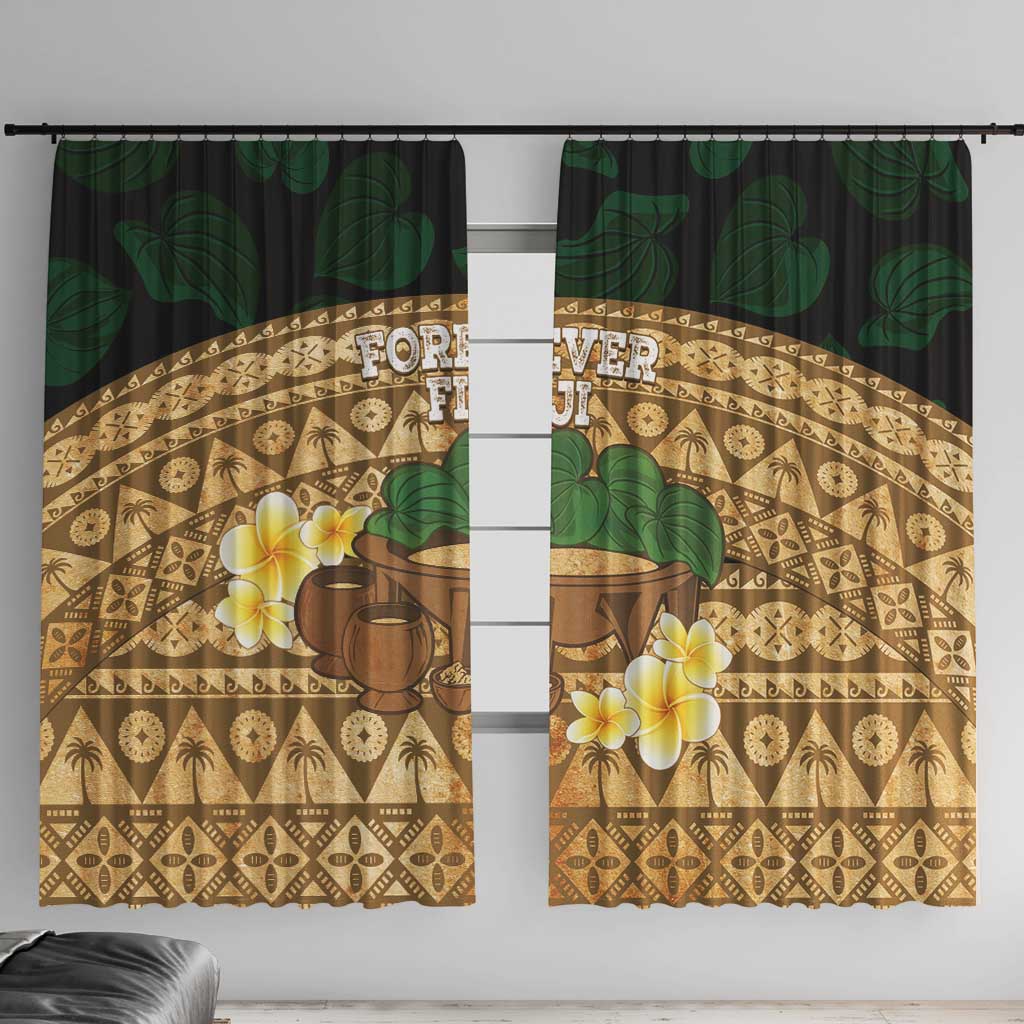Bula Fiji Kava Bowl Window Curtain Fijian Tapa Cloth Vintage Vibe LT14 With Hooks Brown - Polynesian Pride