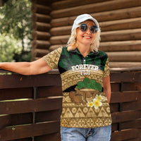 Bula Fiji Kava Bowl Women Polo Shirt Fijian Tapa Cloth Vintage Vibe