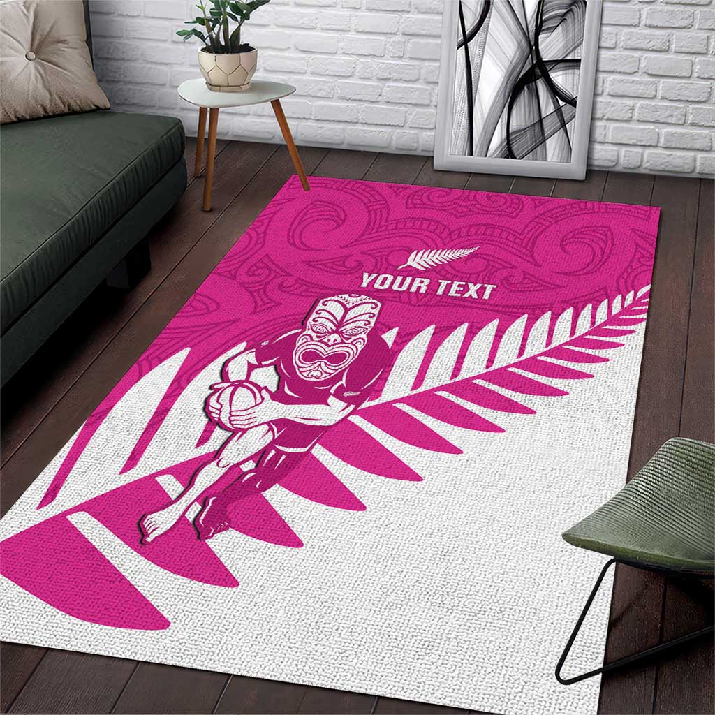 New Zealand Silver Fern Rugby Custom Area Rug Go All Black Maori Pink Version LT14 Pink - Polynesian Pride