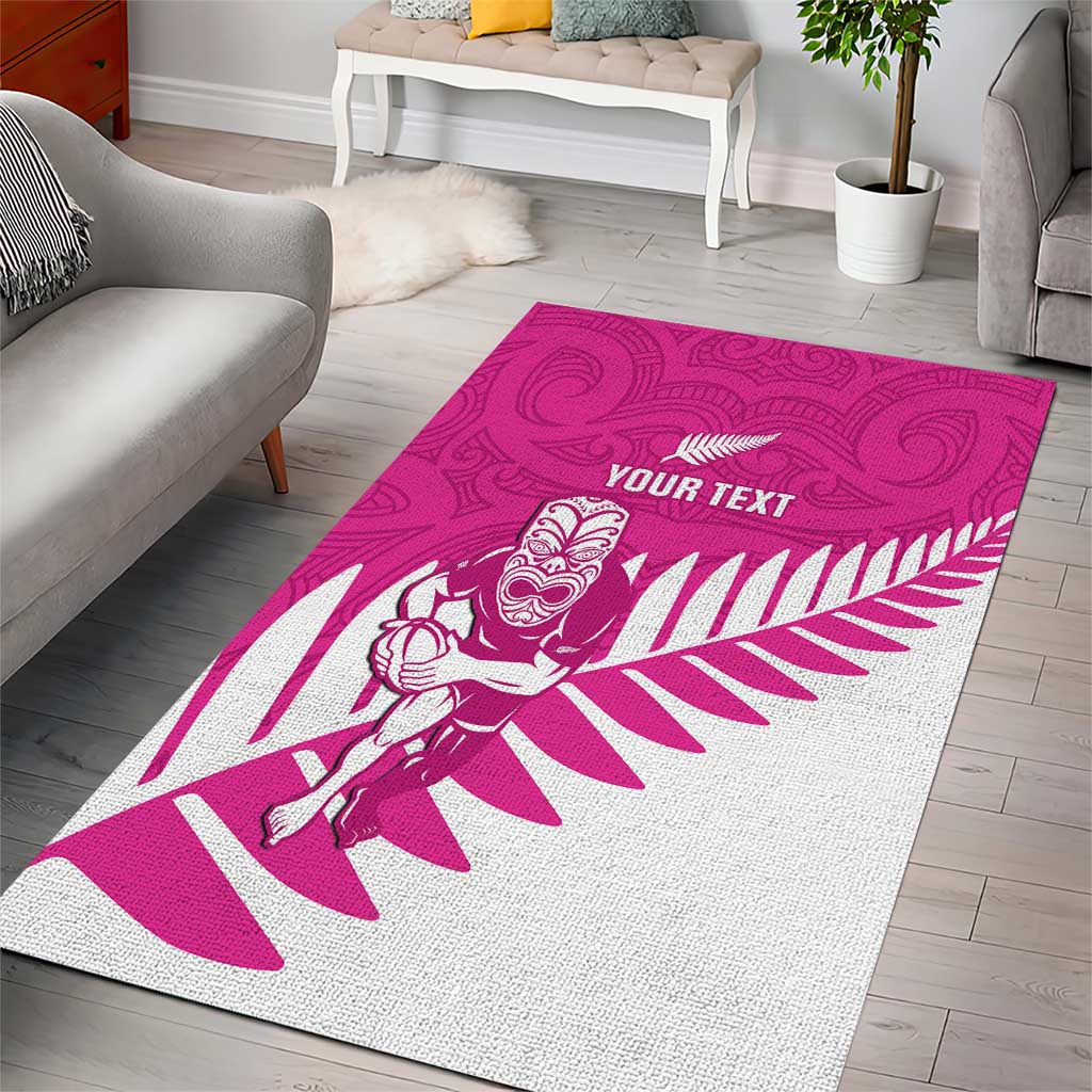 New Zealand Silver Fern Rugby Custom Area Rug Go All Black Maori Pink Version LT14 - Polynesian Pride