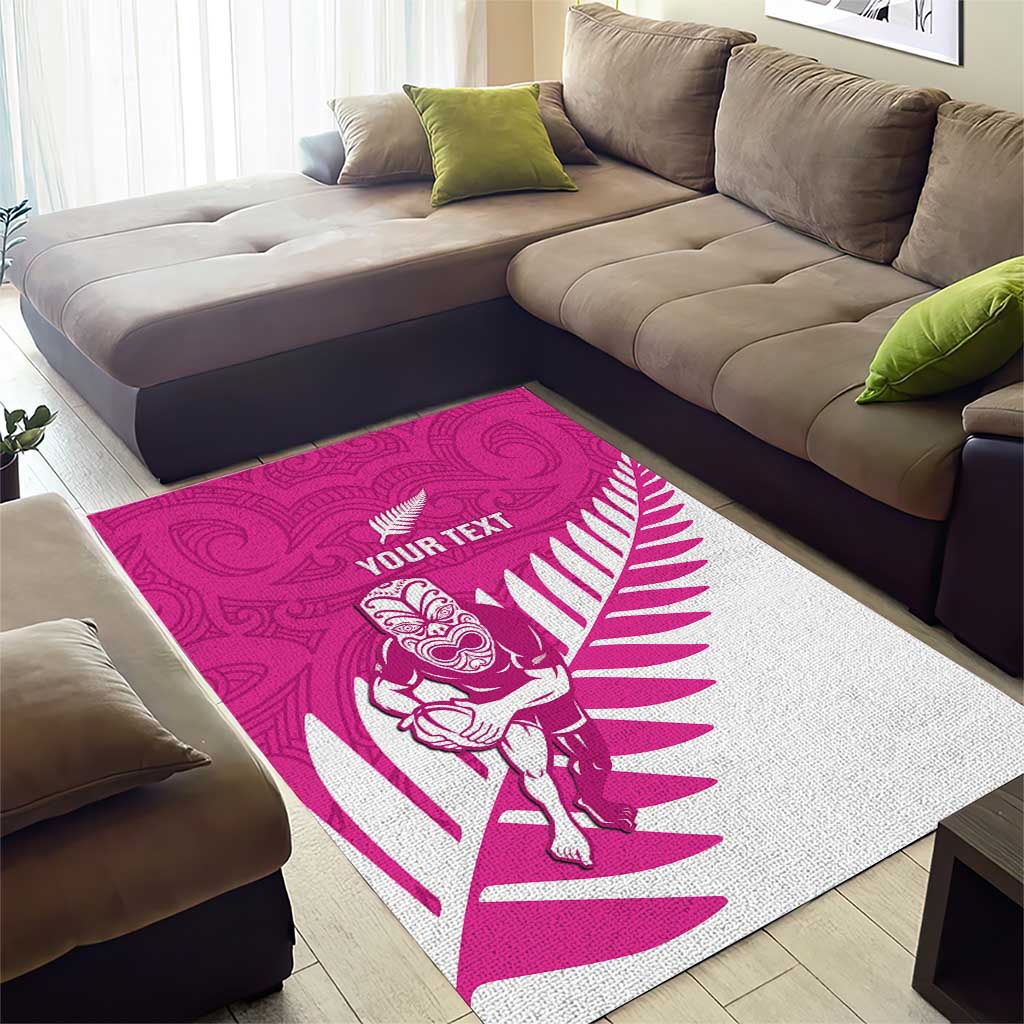 New Zealand Silver Fern Rugby Custom Area Rug Go All Black Maori Pink Version LT14 - Polynesian Pride