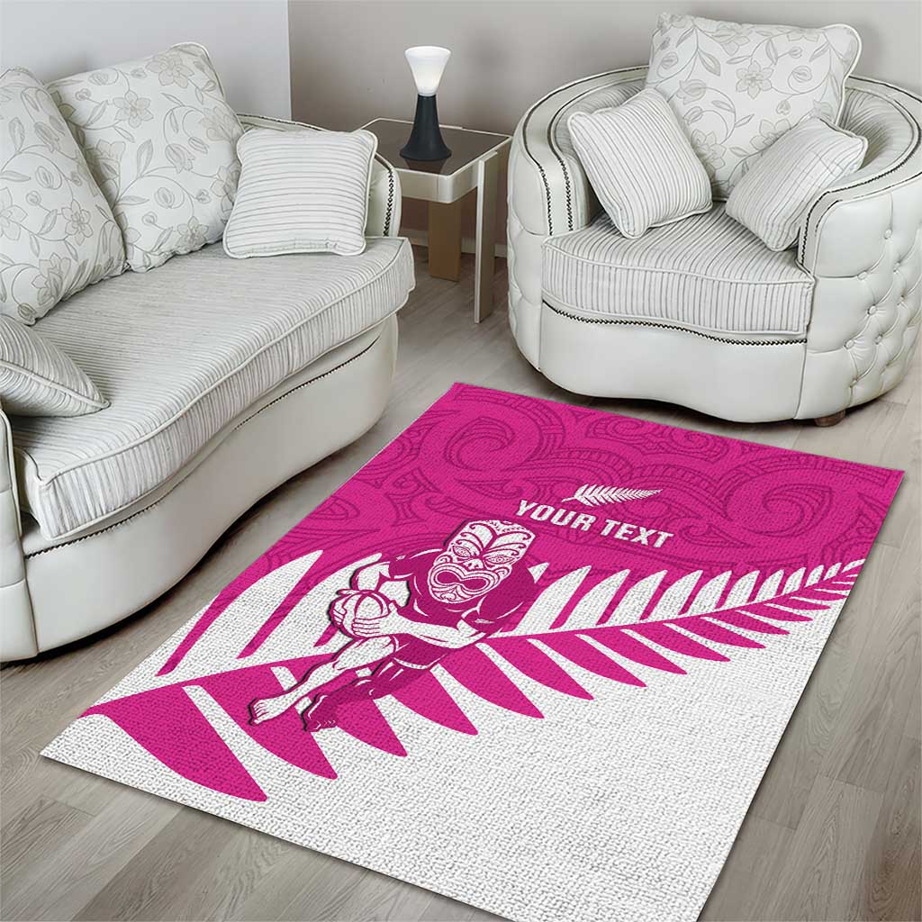 New Zealand Silver Fern Rugby Custom Area Rug Go All Black Maori Pink Version LT14 - Polynesian Pride