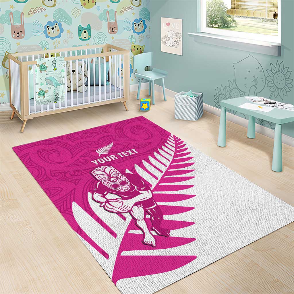 New Zealand Silver Fern Rugby Custom Area Rug Go All Black Maori Pink Version LT14 - Polynesian Pride
