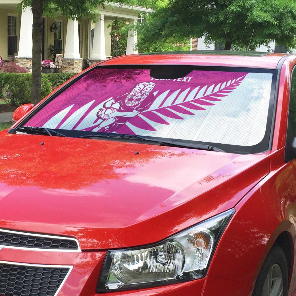 New Zealand Silver Fern Rugby Custom Auto Sun Shade Go All Black Maori Pink Version - Polynesian Pride