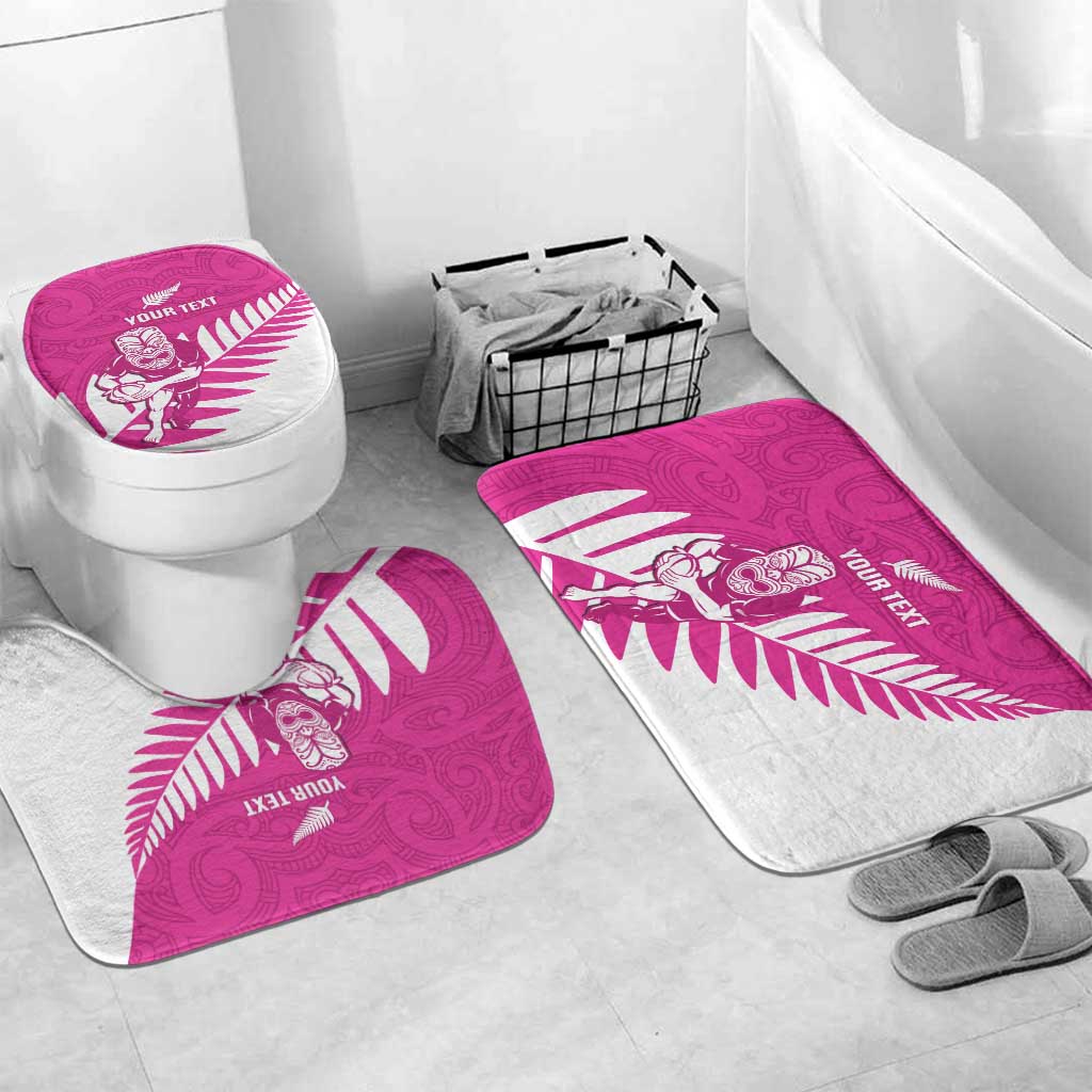 New Zealand Silver Fern Rugby Custom Bathroom Set Go All Black Maori Pink Version - Polynesian Pride