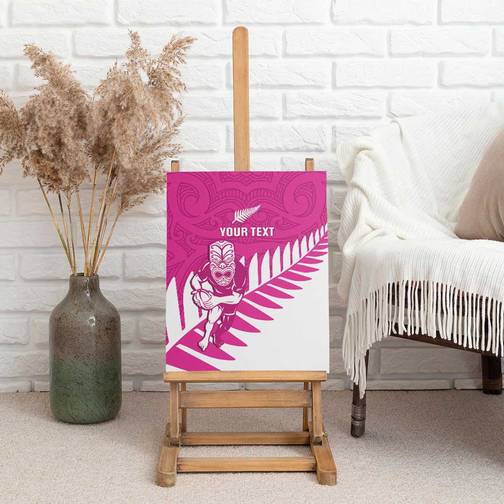 New Zealand Silver Fern Rugby Custom Canvas Wall Art Go All Black Maori Pink Version