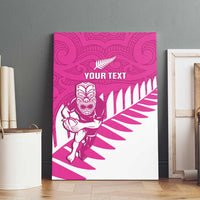 New Zealand Silver Fern Rugby Custom Canvas Wall Art Go All Black Maori Pink Version