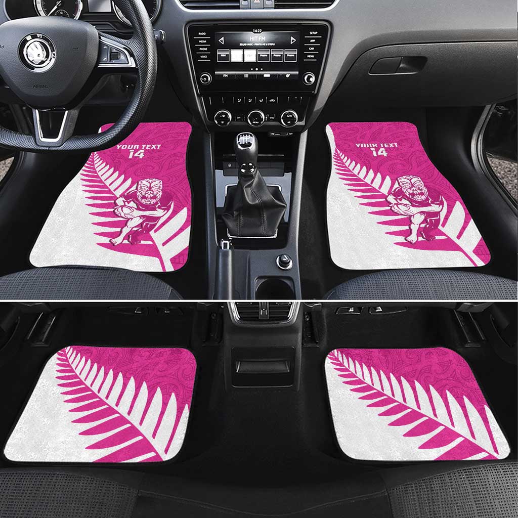New Zealand Silver Fern Rugby Custom Car Mats Go All Black Maori Pink Version LT14 Set 4pcs Pink - Polynesian Pride