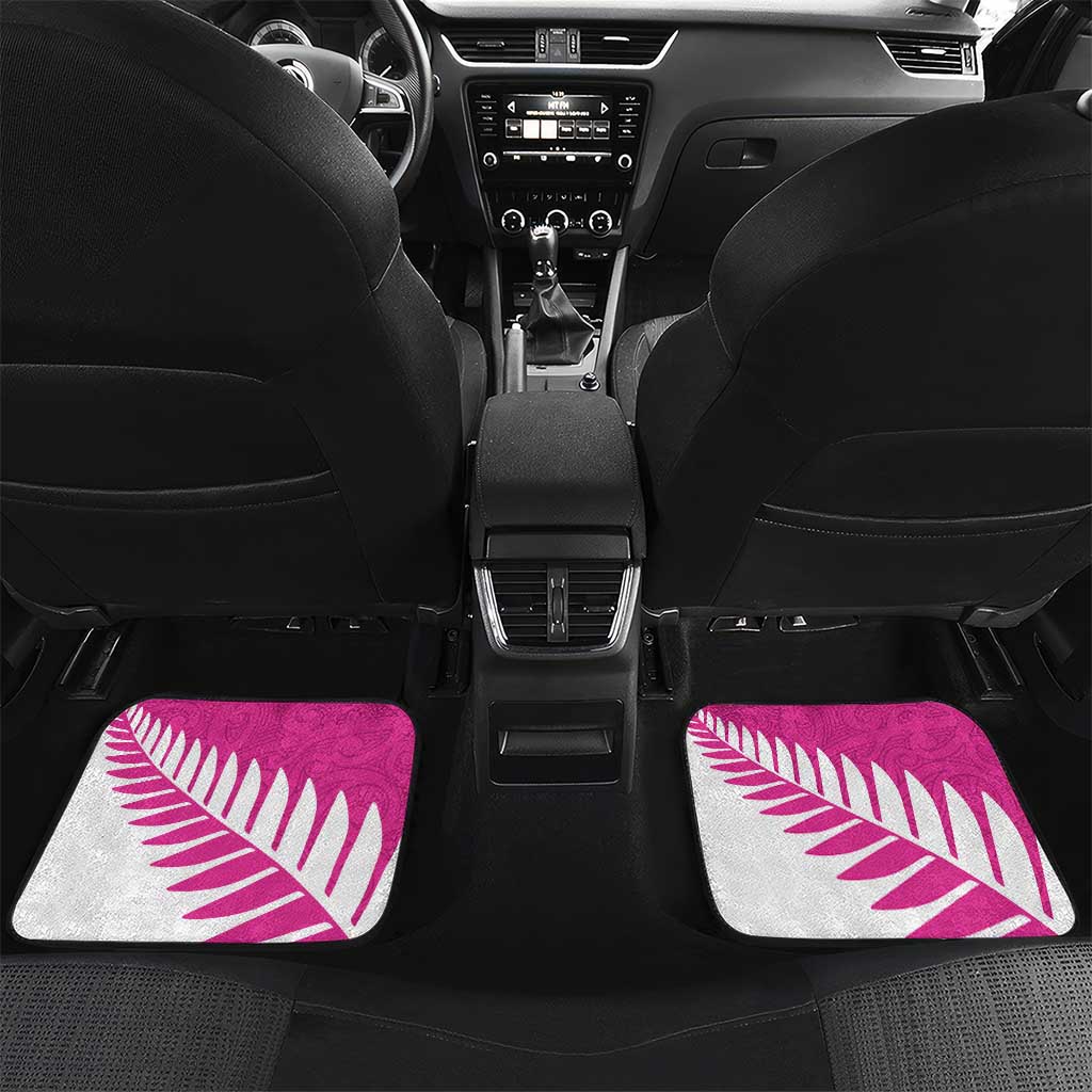 New Zealand Silver Fern Rugby Custom Car Mats Go All Black Maori Pink Version LT14 Set 2pcs - Back Pink - Polynesian Pride