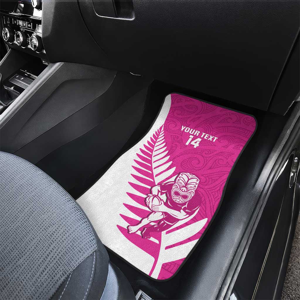 New Zealand Silver Fern Rugby Custom Car Mats Go All Black Maori Pink Version LT14 - Polynesian Pride