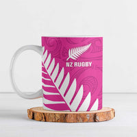 New Zealand Silver Fern Rugby Custom Ceramic Mug Go All Black Maori Pink Version - Polynesian Pride