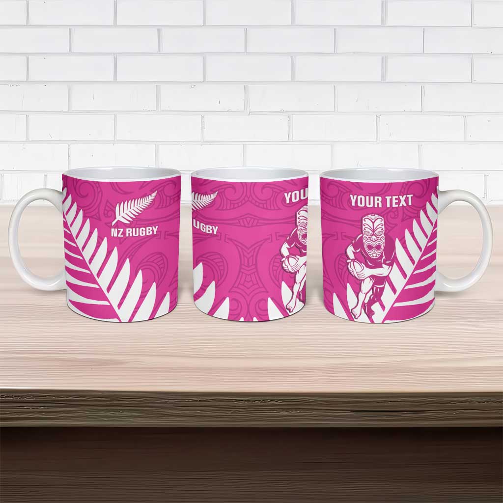 New Zealand Silver Fern Rugby Custom Ceramic Mug Go All Black Maori Pink Version - Polynesian Pride