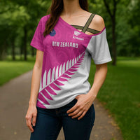 New Zealand Silver Fern Rugby Custom Cross Shoulder Shirt Go All Black Maori Pink Version - Polynesian Pride