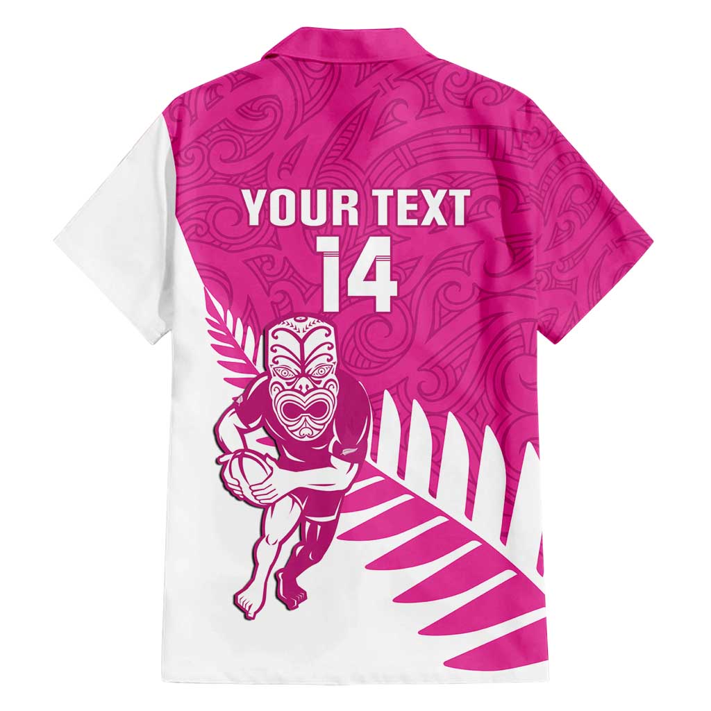 New Zealand Silver Fern Rugby Custom Family Matching Long Sleeve Bodycon Dress and Hawaiian Shirt Go All Black Maori Pink Version